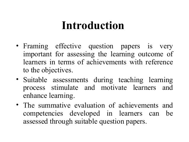 Evaluation of question paper
