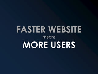 FASTER WEBSITEmeansMORE USERS