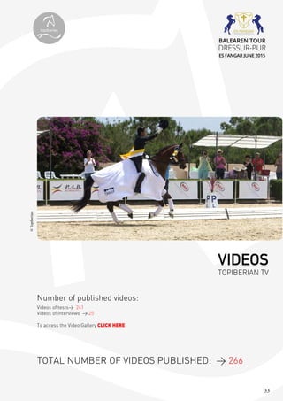 33
©Topiberian
VIDEOS
TOPIBERIAN TV
Videos of tests> 241
Videos of interviews > 25
Number of published videos:
TOTAL NUMBER OF VIDEOS PUBLISHED: > 266
To access the Video Gallery CLICK HERE
topiberian
BALEAREN TOUR
DRESSUR-PUR
ES FANGAR JUNE 2015
 
