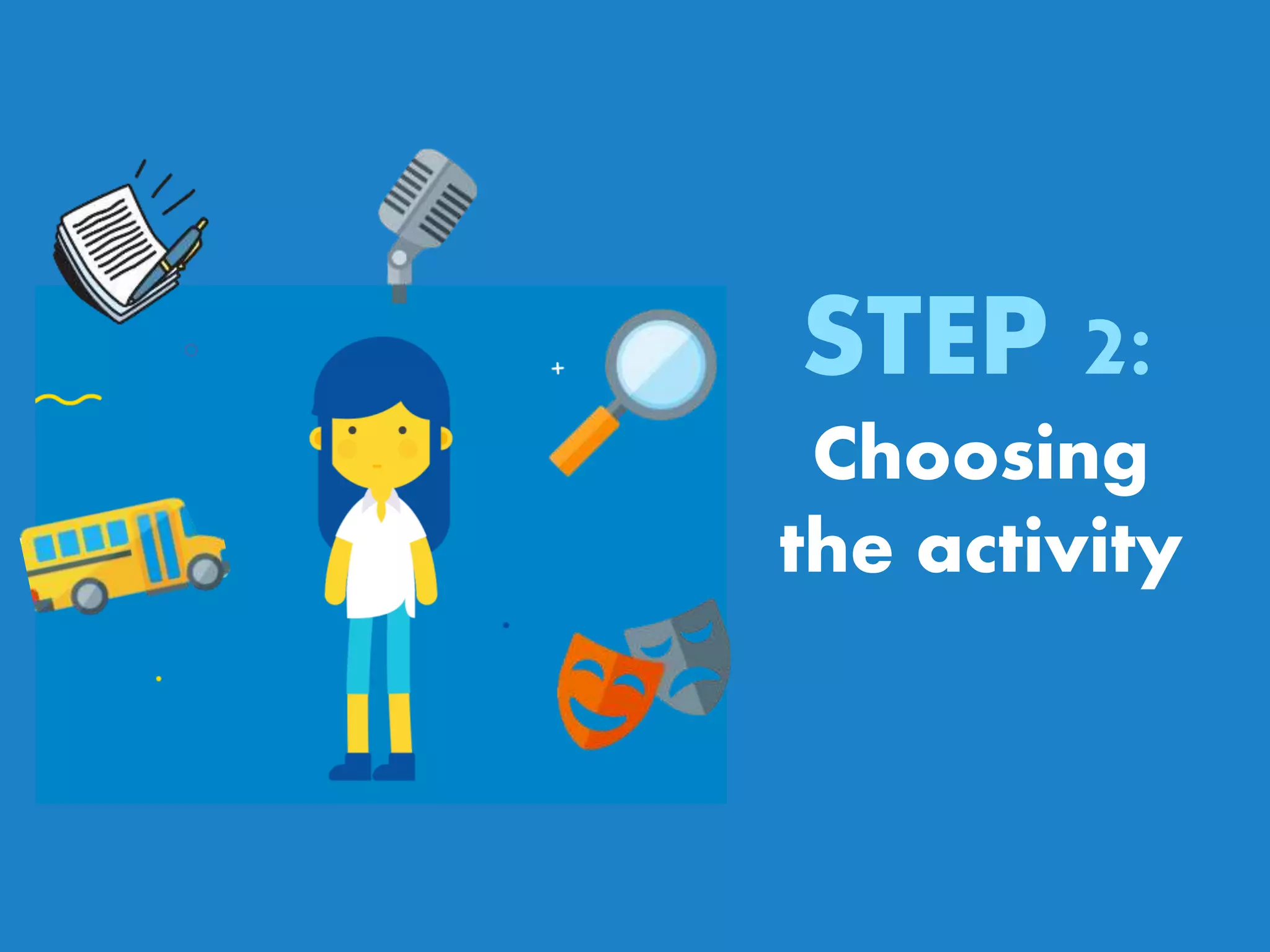 STEP 2:
Choosing
the activity
 