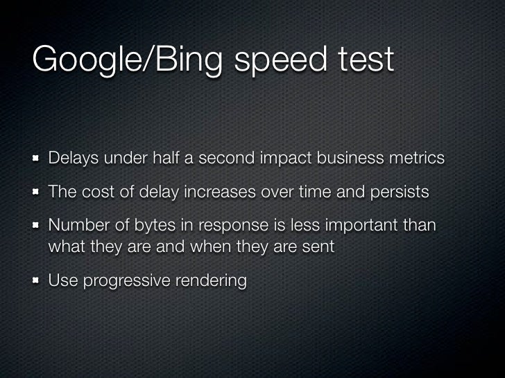Google/Bing speed test Delays under