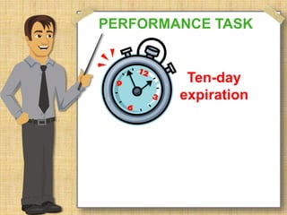 PERFORMANCE TASK 
Ten-day 
expiration 
 