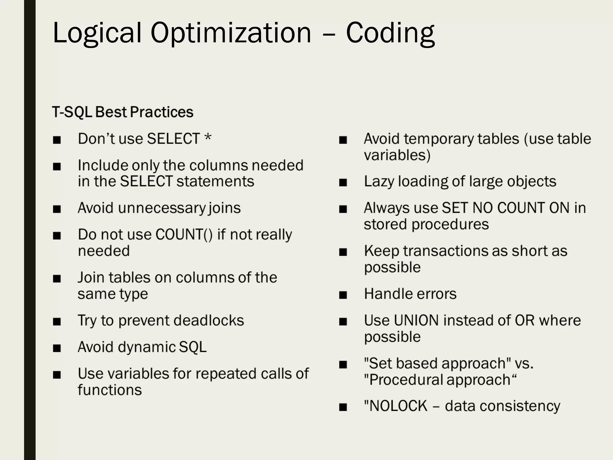 Logical Optimization – Coding 