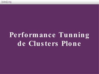 Performance Tunning
de Clusters Plone
 
