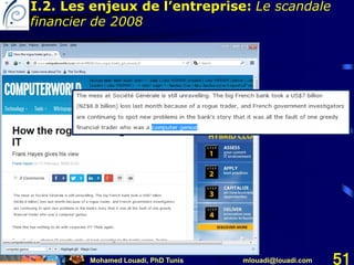 Mohamed Louadi, PhD Tunis mlouadi@louadi.com 51
I.2. Les enjeux de l’entreprise: Le scandale
financier de 2008
 