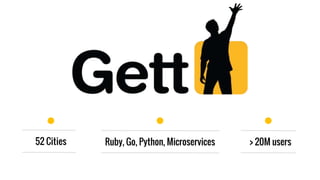 52 Cities > 20M usersRuby, Go, Python, Microservices
 