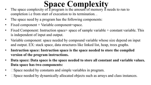 Performance analysis(Time & Space Complexity) | PPTX