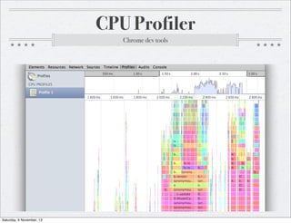 CPU Profiler
Chrome dev tools

Saturday, 9 November, 13

 