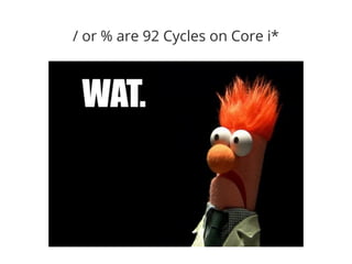 / or % are 92 Cycles on Core i*
 