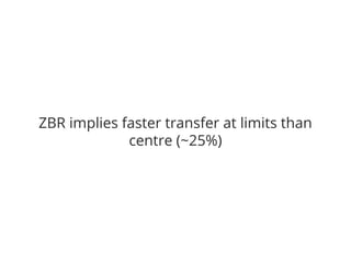 ZBR implies faster transfer at limits than 
centre (~25%) 
 