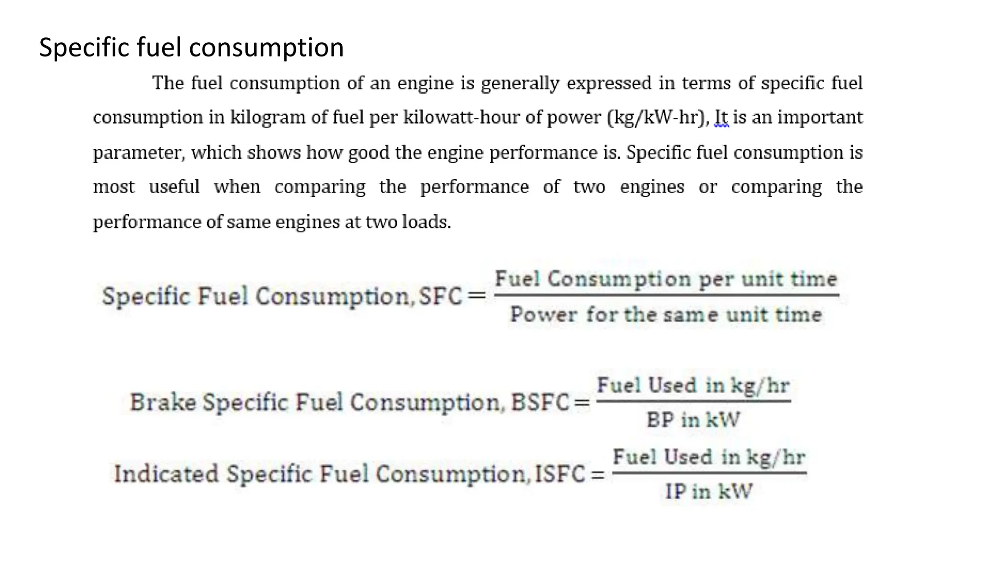 Specific fuel consumption
 