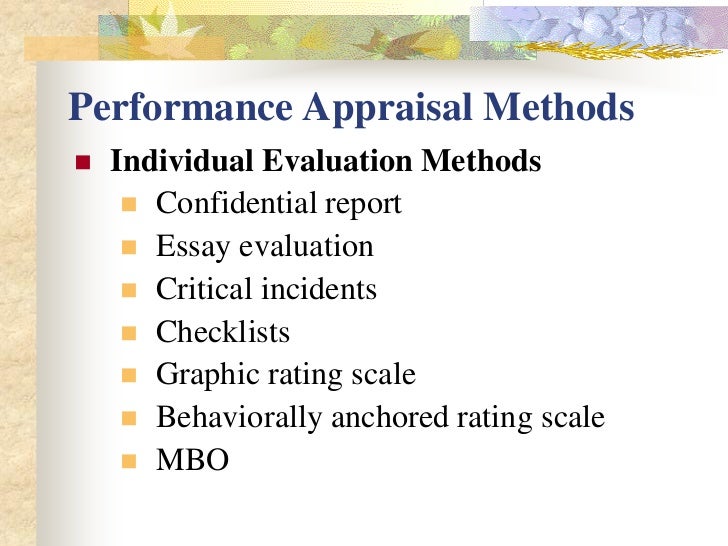 essay evaluation method performance appraisal essay evaluation method performance appraisal