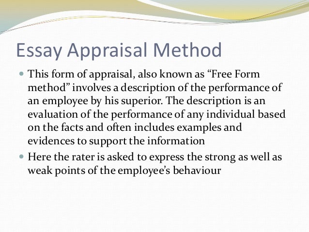what is essay method of performance appraisal