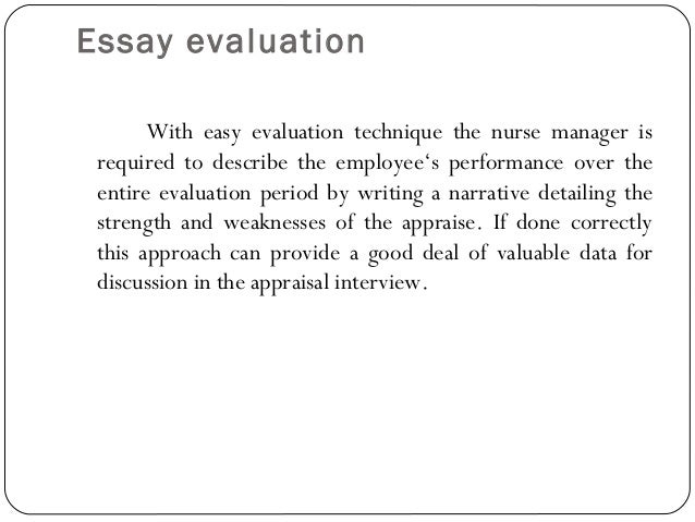 Essay evaluation method