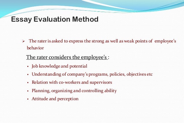 Essays For High School Students Performance Appraisal Essay Evaluation Method Examples Of English Essays also College Essay Paper Essay Evaluation Method Teacher Self Evaluation Sheet Biblical Topic English Essay