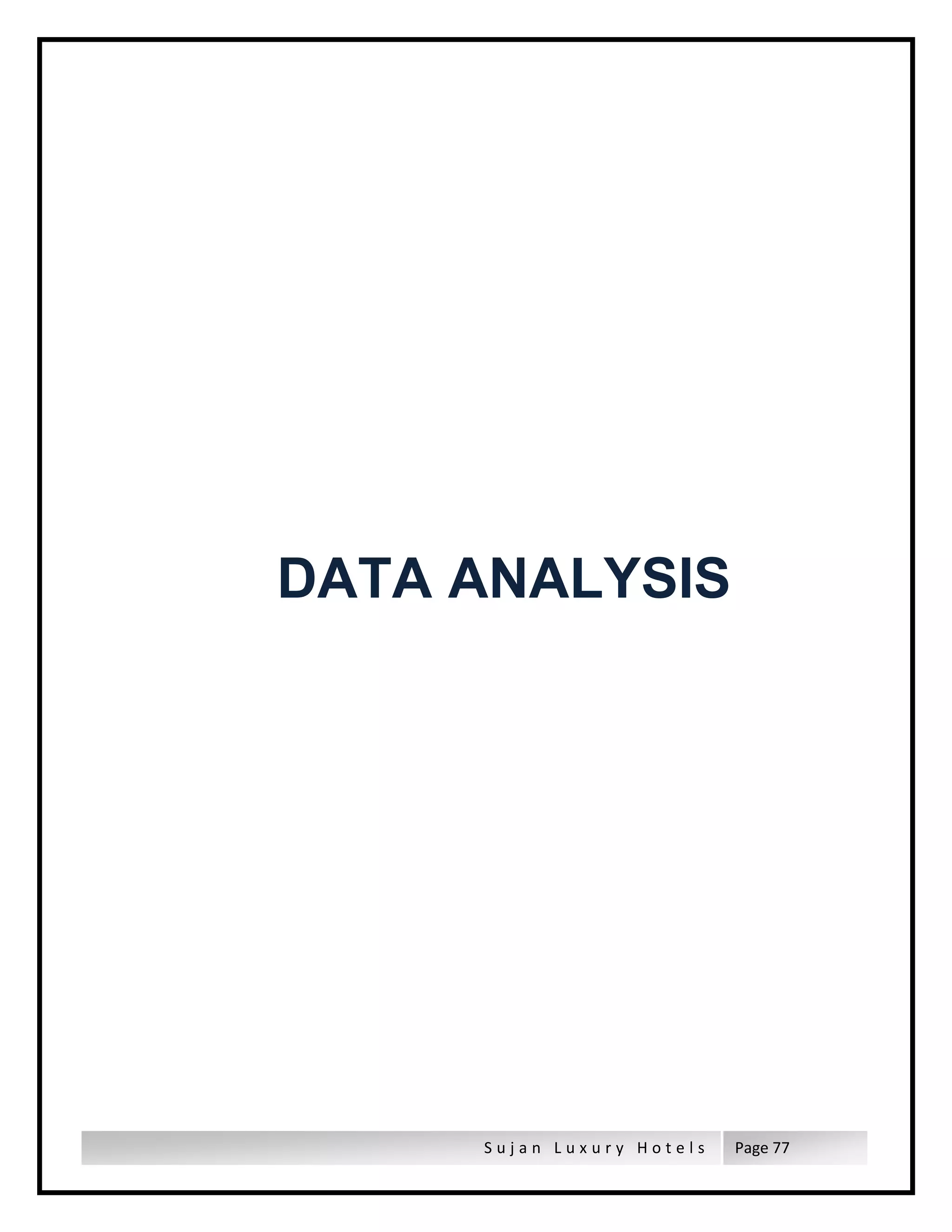 S u j a n L u x u r y H o t e l s Page 77
DATA ANALYSIS
 