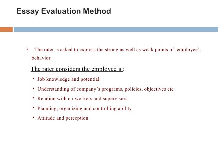 Essay on Examples of Evaluation Method - Words