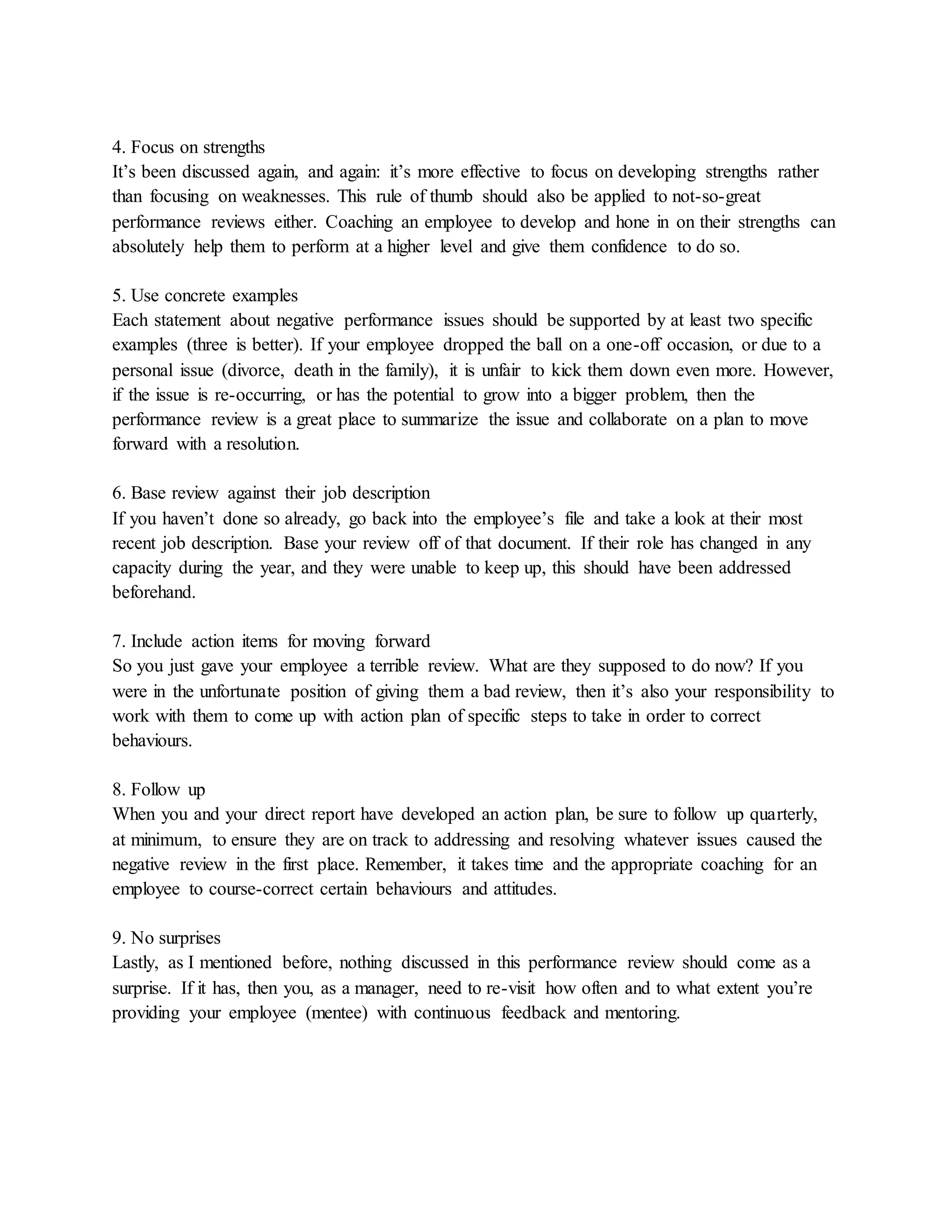 Performance appraisal examples for managers | DOCX