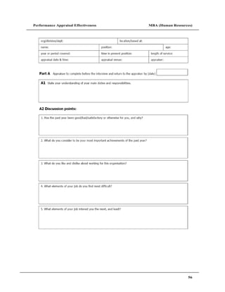 Performance Appraisal Effectiveness   MBA (Human Resources)




                                                         56
 