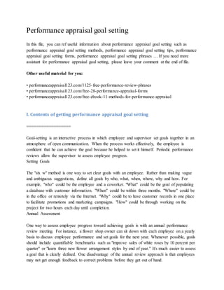 Performance appraisal goal setting | DOCX