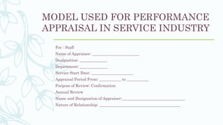 Performance appraisal in service sector