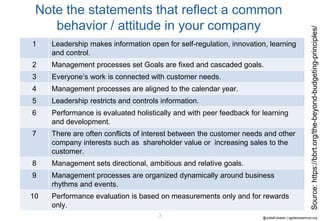 @JuttaEckstein | agilebossanova.org3
Note the statements that reflect a common
behavior / attitude in your company
Source:...