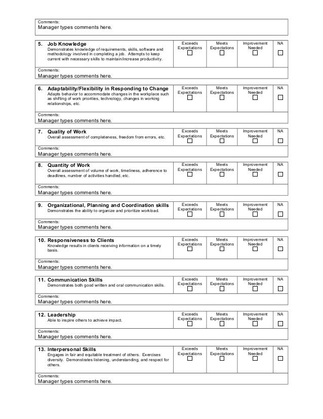 performance appraisal template performance appraisal template