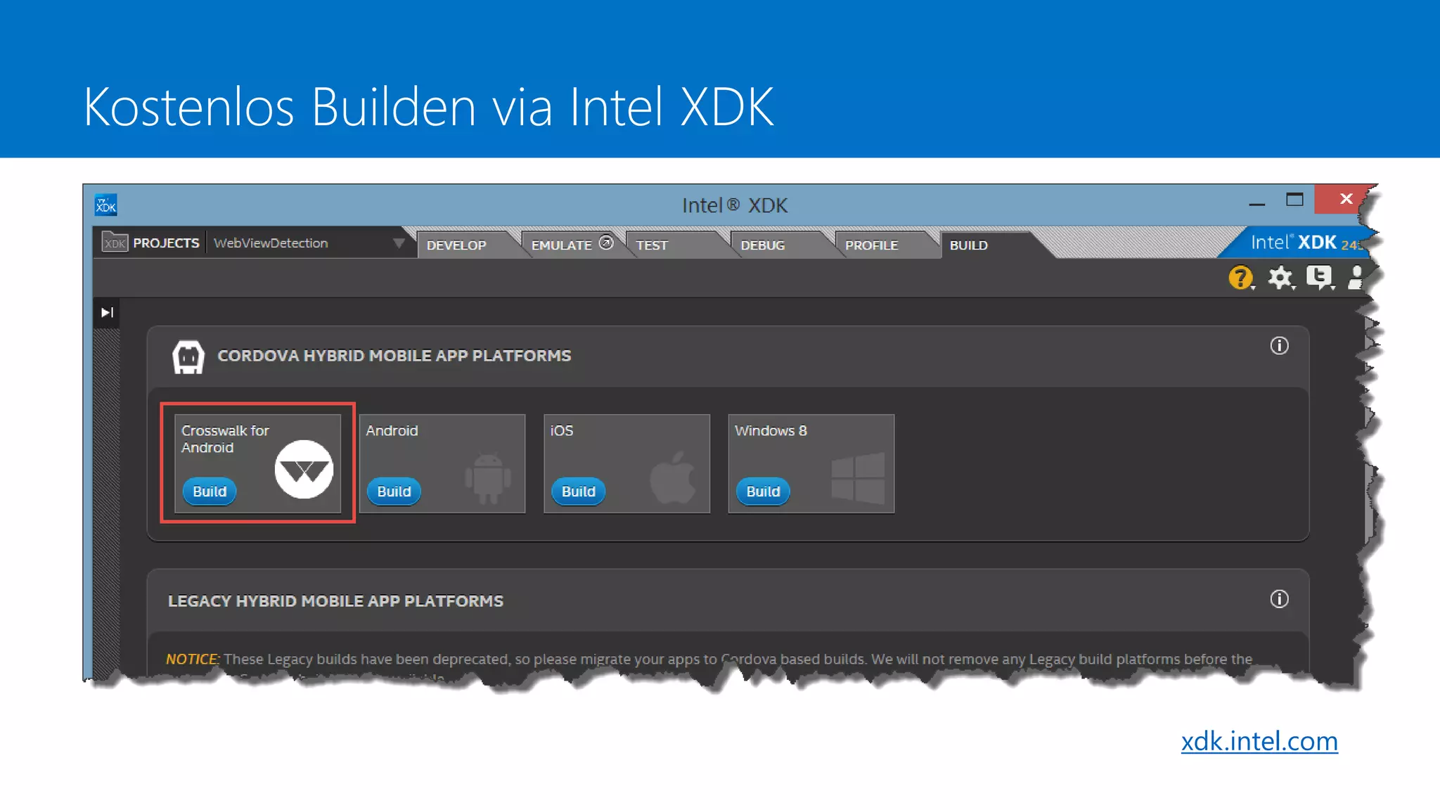 Kostenlos Builden via Intel XDK
xdk.intel.com
 