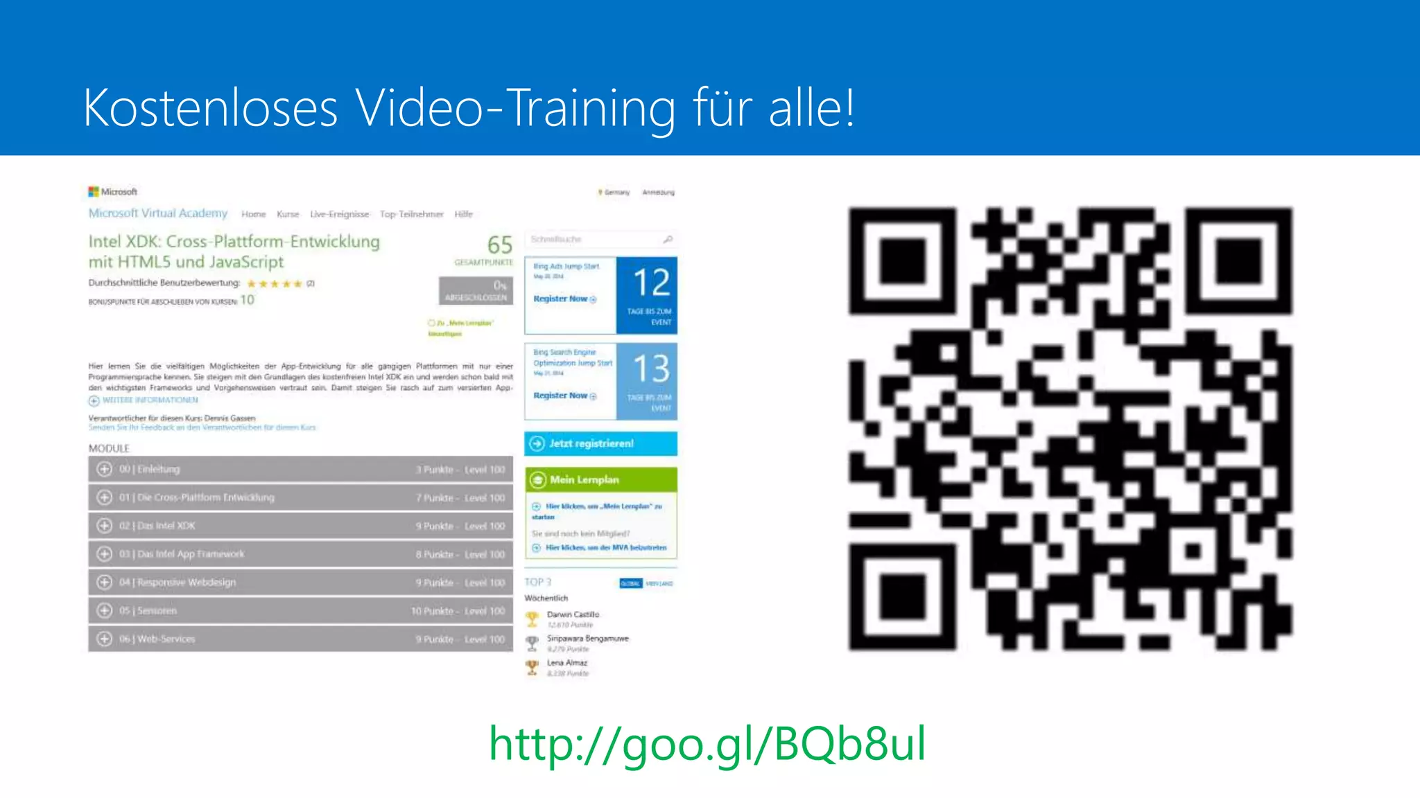 Kostenloses Video-Training für alle!
http://goo.gl/BQb8ul
 