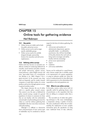 RAND Europe 11: Impact assessment 
11.7 Further reading 
Council of the European Union (2004), 
98 
A Comparative Analysis of Regulatory 
Impact Assessment in Ten EU Coun-tries, 
2004. As at 6 October 2009: 
http://www.betterregulation.ie/eng/ 
Publications/A_COMPARATIVE_ 
ANALYSIS_OF_REGULATORY_ 
IMPACT_ASSESSMENT_IN_TEN_ 
EU_COUNTRIES.html 
EU Impact Assessment Board (IAB), Report for 
the Year 2007, 2008. 
International Workshop on Conformity 
Assessment (INMETRO), Regulatory 
Impact Assessment: Methodology and Best 
Practice, 2006. As at 6 October 2009: 
http://www.inmetro.gov.br/qualidade/ 
eventoAC/shortall.ppt 
Jacobs and Associates, Current Trends in 
Regulatory Impact Analysis: The Chal-lenges 
of Mainstreaming RIA into Policy-making, 
2006a. As at 6 October 2009: 
http://www.regulatoryreform.com/pdfs/ 
Current%20Trends%20and%20Proc-esses% 
20in%20RIA%20-%20May%20 
2006%20Jacobs%20and%20Associates. 
pdf 
Jacobs and Associates, Regulatory Impact Anal-ysis 
in Regulatory Process, Methods and Co-operation. 
Lessons for Canada from Interna-tional 
Trends, 2006b. As at 6 October 2009: 
http://www.bibliotheque.assnat.qc.ca/01/ 
mono/2007/04/933268.pdf 
Jacobs and Associates, Regulatory 
Impact Analysis. Results and Prac-tice, 
2006c. As at 6 October 2009: 
http://info.worldbank.org/etools/ 
docs/library/239821/RIA%20in%20 
Economic%20Policy%20Jacobs%20 
Jakarta%20April%202007.pdf 
Meuwese, A.C.M., Impact Assessment in EU 
Lawmaking, Austin, TX: Wolters Kluwer 
Law  Business, 2008. 
National Audit Office (NAO), Evalua-tion 
of Regulatory Impact Assessments 
2005–2006, 2006. As at 6 October 2009: 
http://www.nao.org.uk/publications/ 
nao_reports/05-06/05061305.pdf 
National Audit Office (NAO), Evalua-tion 
of Regulatory Impact Assessments 
2006–2007, 2007. As at 6 October 2009: 
http://www.nao.org.uk/publications/ 
nao_reports/06-07/0607606.pdf 
New Zealand Institute for Economic Research 
(NZIER), Compliance with Regula-tory 
Impact Analysis Requirements: 2007 
Evaluation, 2008. As at 6 October 2009: 
http://www.med.govt.nz/upload/57459/ 
riau-nzier-evaluation-report-2007.pdf 
Office of Management and Budget (OMB), 
Final Bulletin for Agency Good Guidance 
Practices, 2007. As at 6 October 2009: 
http://www.whitehouse.gov/omb/memo 
randa/fy2007/m07-07.pdf 
Office of Management and Budget (OMB), 
Review of the Application of EU and US 
Regulatory Impact Assessment Guidelines 
on the Analysis of Impacts on International 
Trade and Investment. Final Report and 
Conclusions, 2008. As at 6 October 2009: 
http://www.whitehouse.gov/omb/inforeg/ 
reports/sg-omb_final.pdf 
Organisation for Economic Cooperation and 
Development (OECD), Regulatory Impact 
Analysis. Best Practices in OECD Countries, 
Paris, 1997. 
Organisation for Economic Cooperation and 
Development (OECD), Comparison of 
RIA Systems in OECD Countries, paper 
presented at the Conference on the Fur-ther 
Development of Impact Assessment 
in the European Union, 2006. 
Productivity Commission, Regulation and Its 
Review 2005–2006, 2006. As at 6 October 
2009: 
 