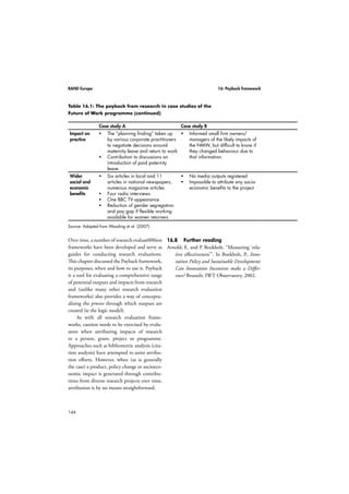 RAND Europe 14: Network analysis 
Figure 14.2: Multiplex relations 
120 
Person A 
Person B 
Person C Person D 
Source: Author 
Figure 14.3 shows how peripheral relationships 
exist that can initiate a network. This is often 
found for suppliers to an industry, or external 
regulators, for example. 
Figure 14.3: Social network – a “Kite 
Network” 
Person A Person B 
Person C Person D 
Person E 
Person F 
Source: Author 
The most widely used software for social net-work 
analysis is UCINET. There are many 
other software packages available; network 
analysis websites will provide the most up-to-date 
reviews. 
Step 4: Analyse the network 
Analysing a network provides insights into 
the most influential actors. Influence can be 
thought of in a number of contexts – having 
the greatest number of relationships, having 
the highest number of close relationships, or 
being the go-between or connector for many 
relationships. 
These concepts all come under the head-ing 
of “Centrality”. Centrality measures are 
the most fundamental and frequently used 
measures in network analysis. The four most 
notable centrality measures are: 
 degree centrality – number of 
relationships 
 betweenness centrality – level of control 
in relationships 
 closeness centrality – familiarity within 
relationships 
 eigenvector centrality –strength of 
relationships. 
Who are the central members of a network? 
Degree centrality (also known simply as 
“degree”) measures the number of relation-ships. 
Generally speaking, a node with many 
edges is an influential actor because more 
choices increase the number of opportuni-ties. 
In most social and economic settings, the 
individuals with the most connections have 
the most power and influence. Therefore, the 
degree of a node in a network is the number of 
edges (or lines) attached, which is calculated as 
the sum of edges from vertex i to j: 
Σ= 
k = 
A 
i ij n 
j 
1 
where A is the adjacency matrix of size n × n, 
n is the number of nodes in the network, and 
 