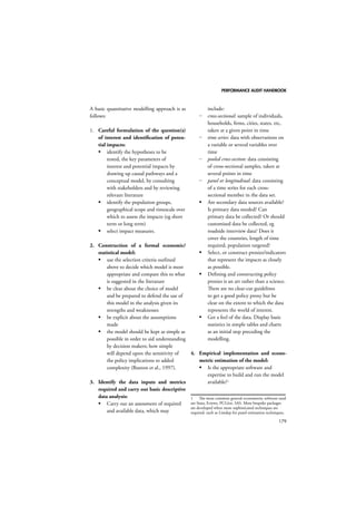 PERFORMANCE AUDIT HANDBOOK 
151 
Step 5: Draw the process map 
With the draft process map agreed, the final 
process map can be drawn. Different types of 
process maps follow different drawing conven-tions. 
Three of the most commonly used proc-ess 
mapping types are: 
 flowcharts 
 deployment flowcharts 
 process definition charts. 
Drawing a flowchart 
Flowcharts are distinguished according to the 
level of analysis – high, activity or task. The 
deployment or swim lane flowchart is a special 
way of arranging a flowchart. All these flow-charts 
use a small set of standardised symbols 
to illustrate main process steps and show the 
flow of the process. Table 17.4 shows the most 
common process mapping symbols. 
 