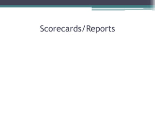 Scorecards/Reports
 