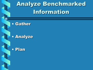 Analyze Benchmarked Information Gather  Analyze Plan 