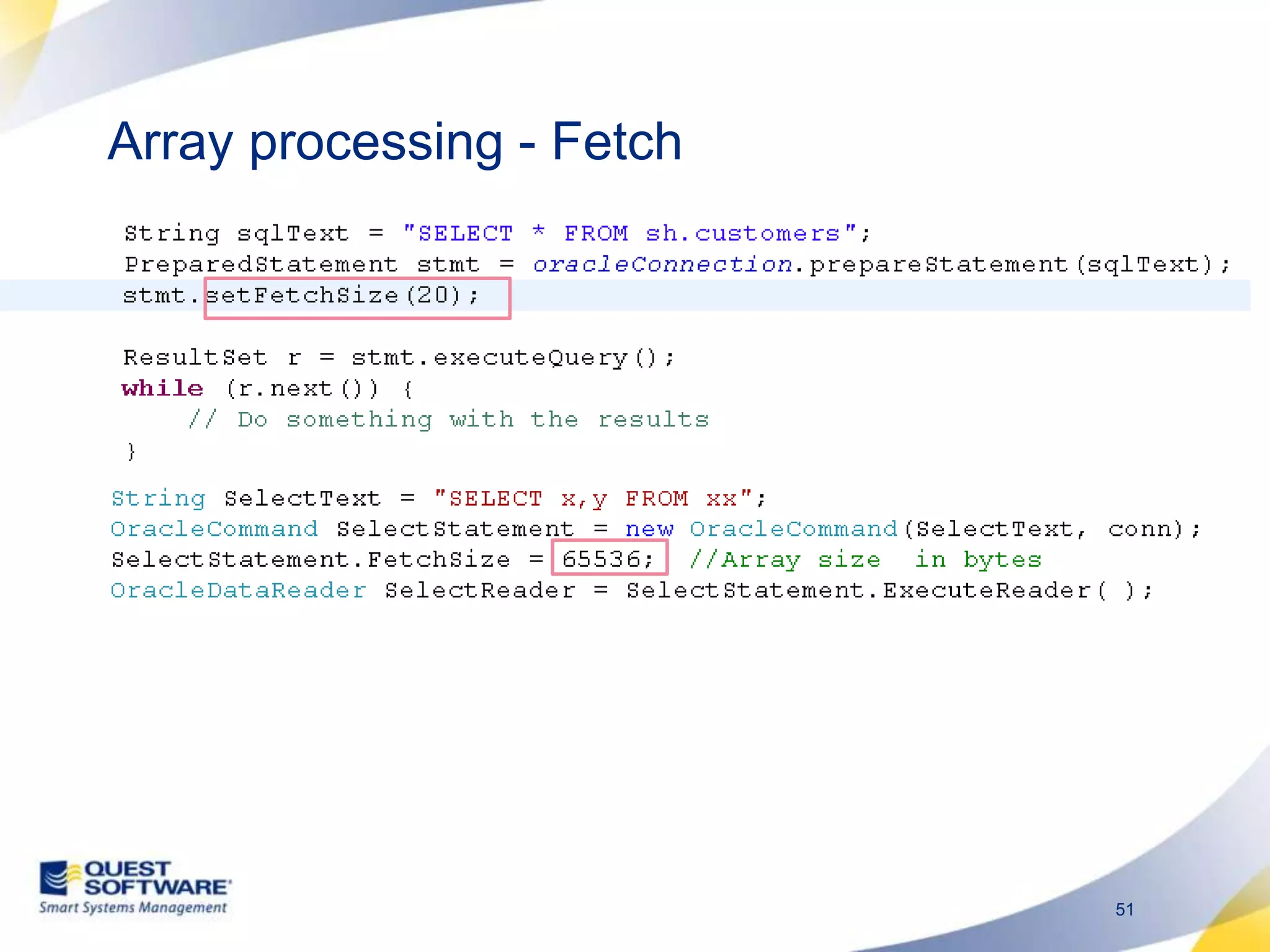 Array processing - Fetch