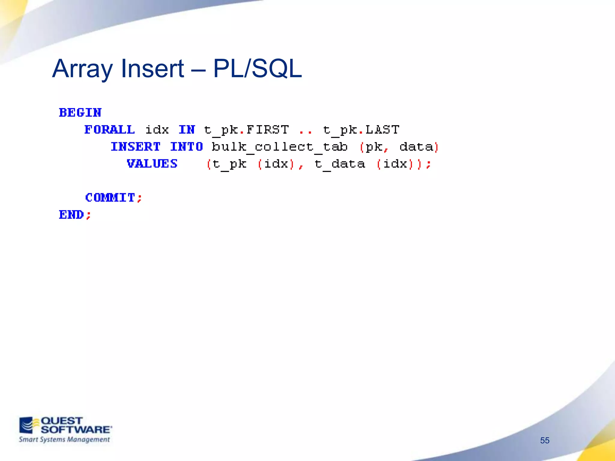Array Insert – PL/SQL