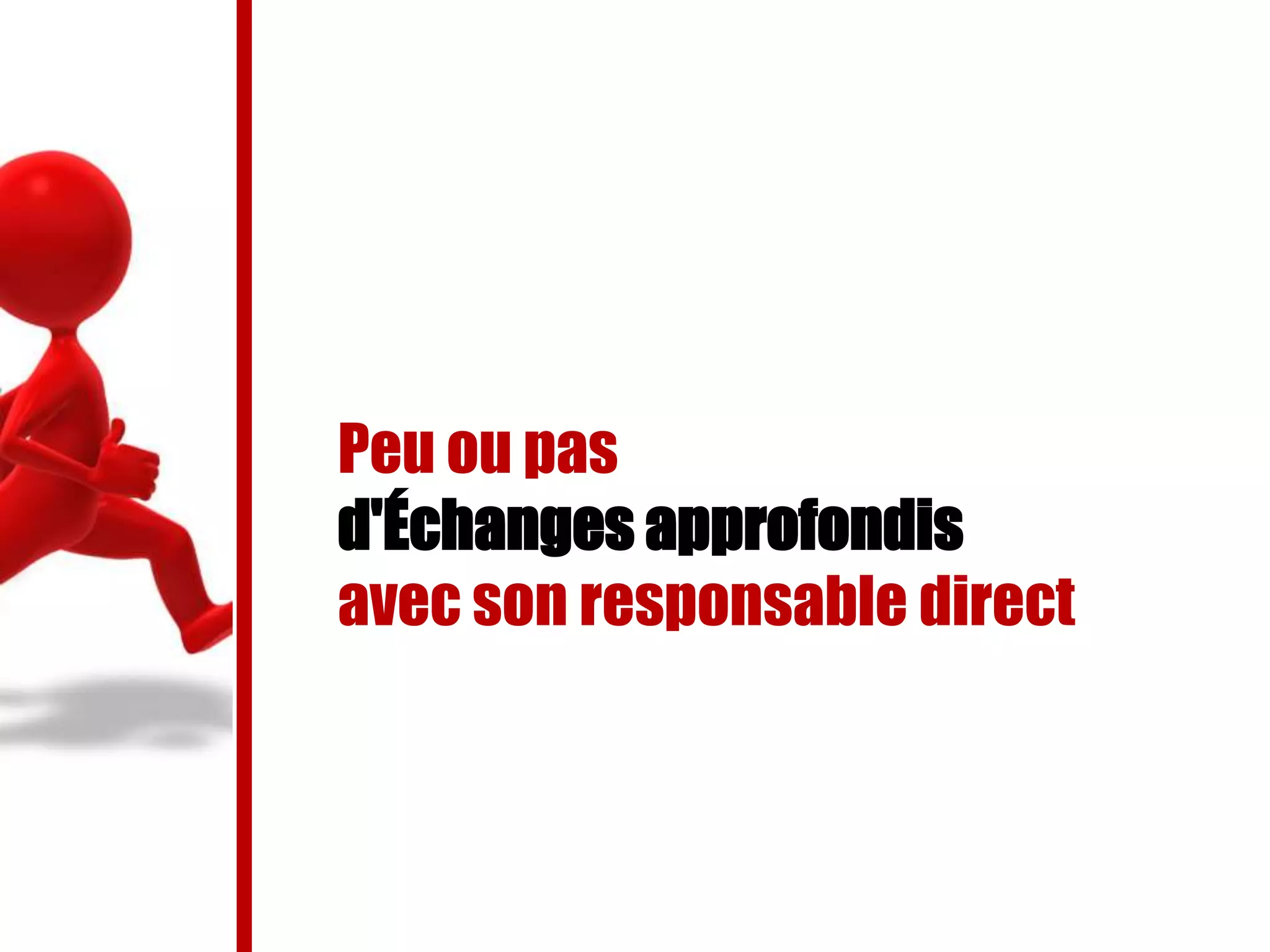 Peu ou pas
d'Échanges approfondis
avec son responsable direct