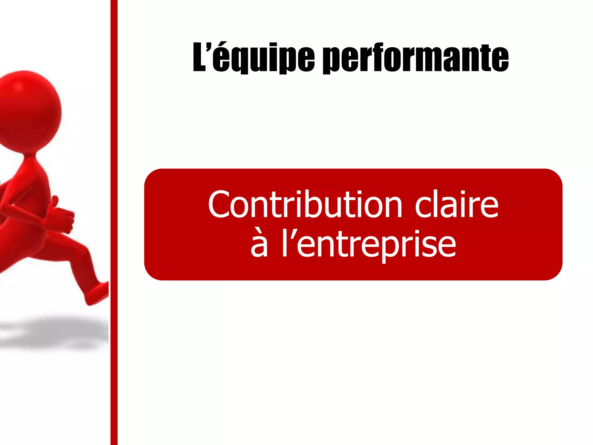 L’équipe performante
Contribution claire
à l’entreprise