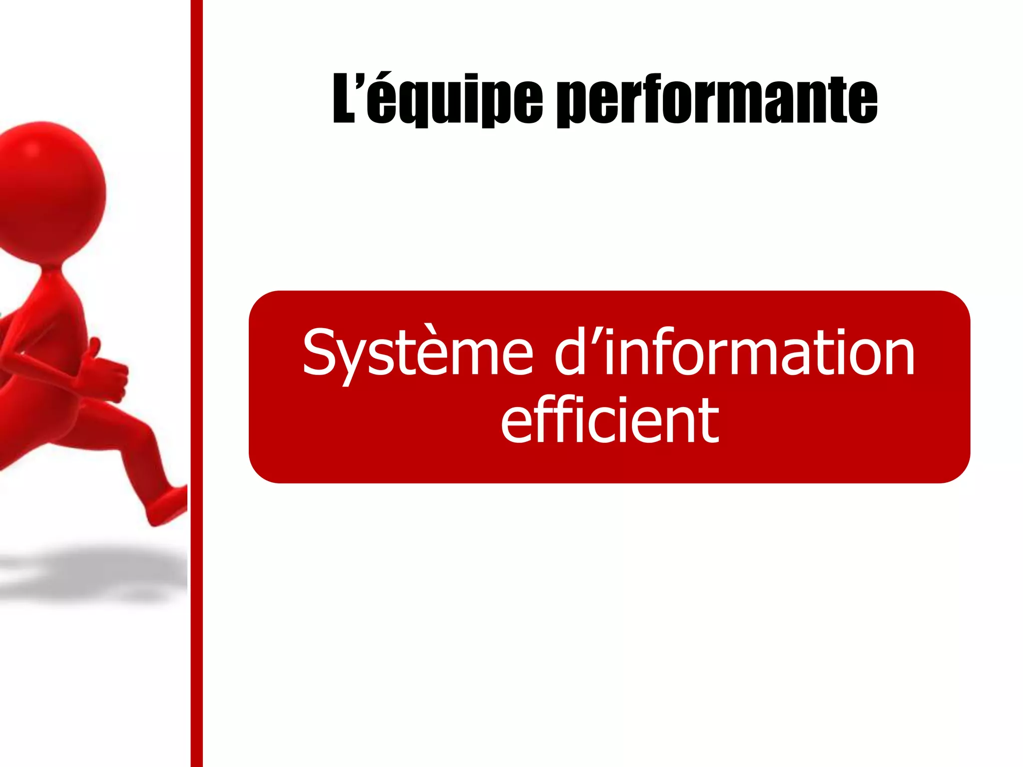 L’équipe performante
Système d’information
efficient