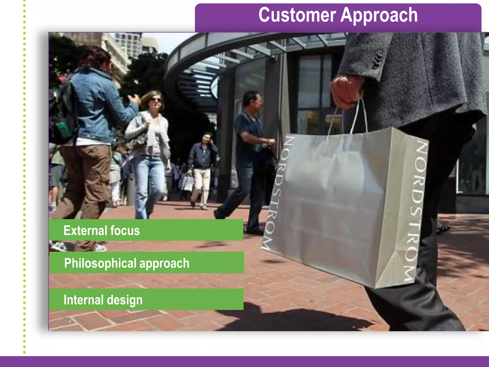 Customer Approach




External focus

Philosophical approach

Internal design
 