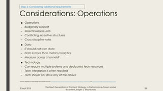 Considerations: Operations
■ Operations
– Budgetary support
– Siloed business units
– Conflicting incentive structures
– C...