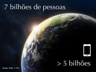 7 bilhões de pessoas




Fonte: ONU / ITU
                   > 5 bilhões
 