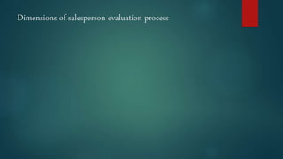 Dimensions of salesperson evaluation process
 