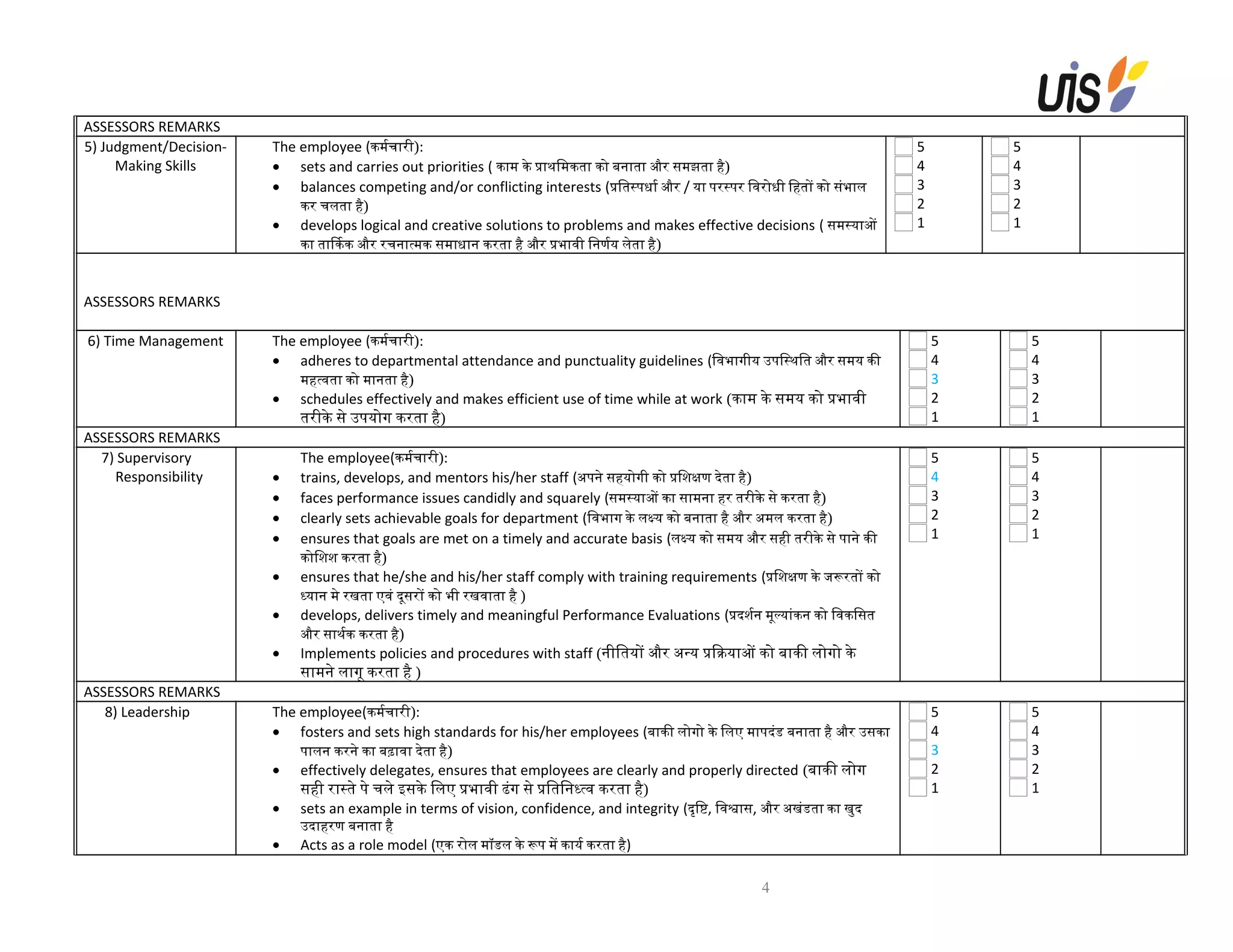 Performance evaluation form | DOC