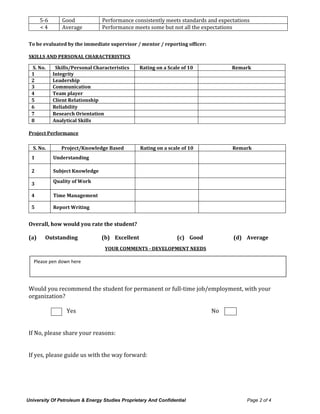 Performance evaluation form | PDF