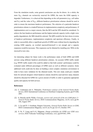 Performance evaluation of gsm handover traffic in a gprsgsm network | DOC
