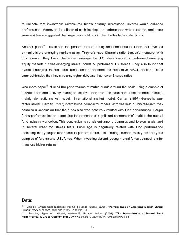 Research papers on performance evaluation of mutual funds