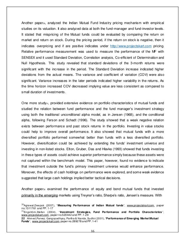 Performance Evaluation Of Indian Mutual Funds