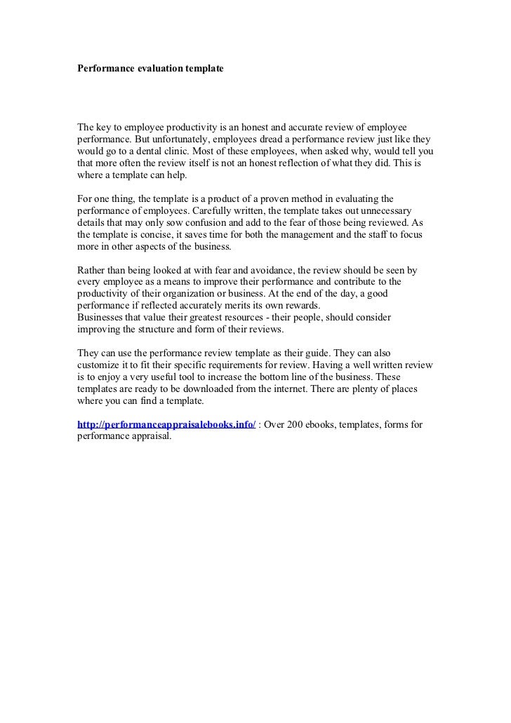 performance evaluation template performance reviews templates