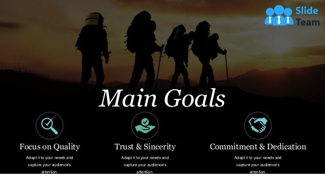 33
Focus on Quality
Adapt it to your needs and
capture your audience's
attention.
Trust & Sincerity
Adapt it to your needs and
capture your audience's
attention.
Commitment & Dedication
Adapt it to your needs and
capture your audience's
attention.
Main Goals
 